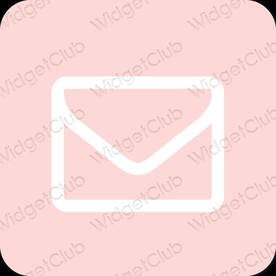 Estetik merah jambu pastel Mail ikon aplikasi