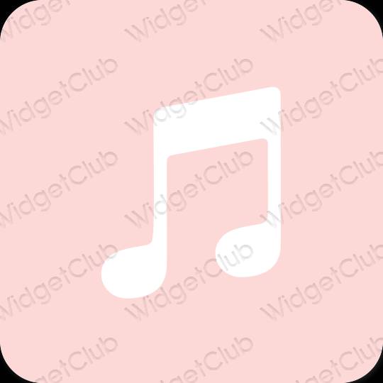 Estetický pastelově růžová Music ikony aplikací