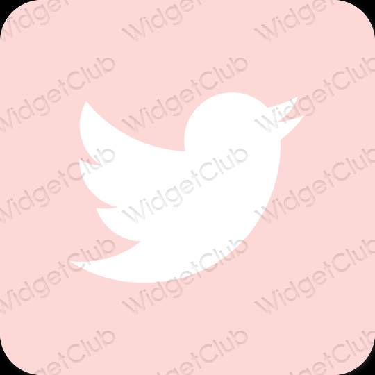 Esteetiline pastelne roosa Twitter rakenduste ikoonid