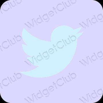 Esteettinen violetti Twitter sovelluskuvakkeet