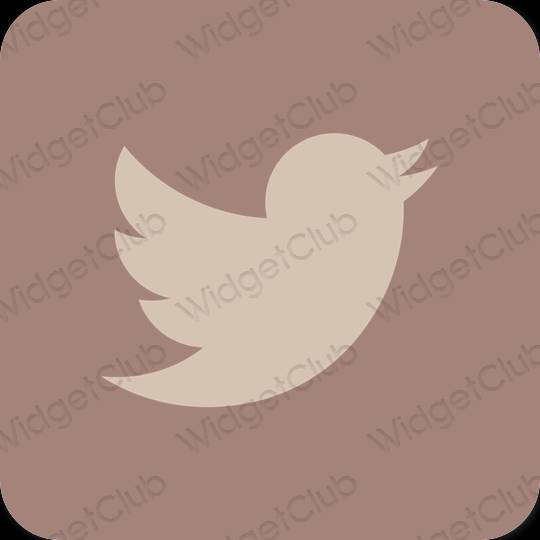 Естетичен кафяво Twitter икони на приложения
