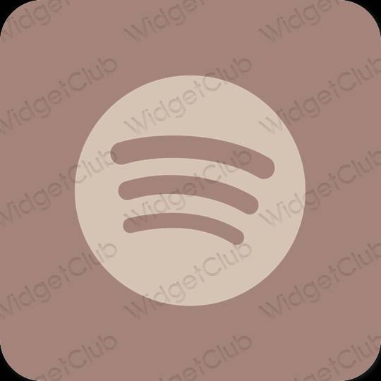 Estetický hnědý Spotify ikony aplikací