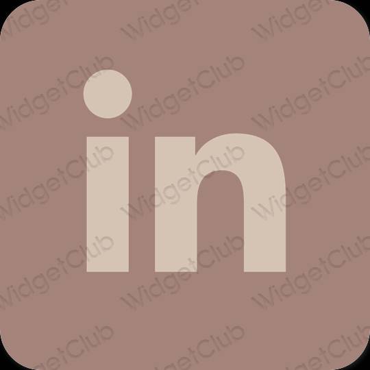 Estetyka brązowy Linkedin ikony aplikacji
