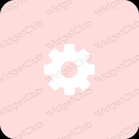 Esthétique rose pastel Settings icônes d'application