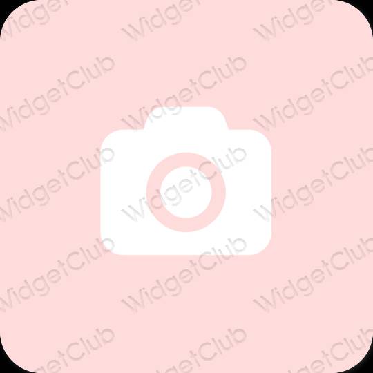 Estetik merah jambu pastel Camera ikon aplikasi