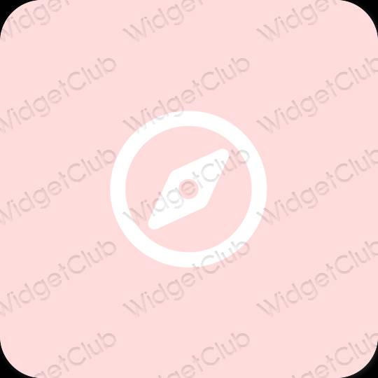 Αισθητικός παστέλ ροζ Safari εικονίδια εφαρμογών