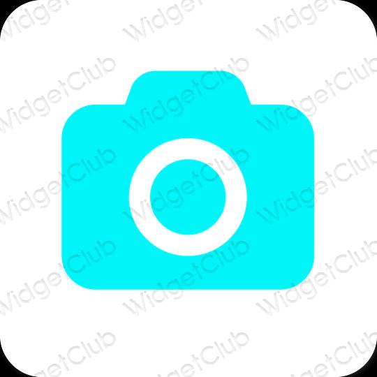 Esthétique bleu Camera icônes d'application