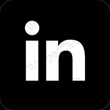 Estético negro Linkedin iconos de aplicaciones