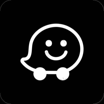אֶסתֵטִי שָׁחוֹר Waze סמלי אפליקציה