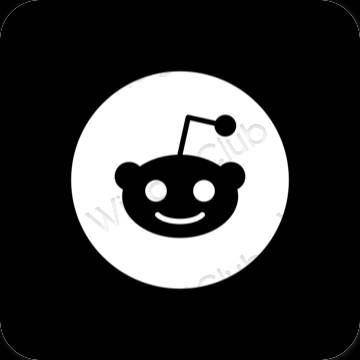 جمالي أسود Reddit أيقونات التطبيق