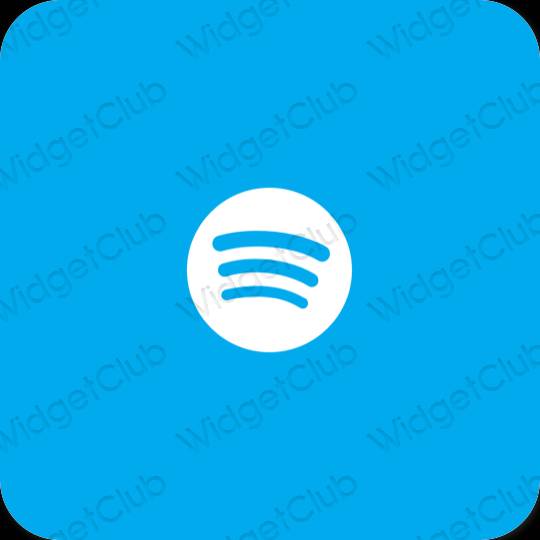 Естетски неон плава Spotify иконе апликација