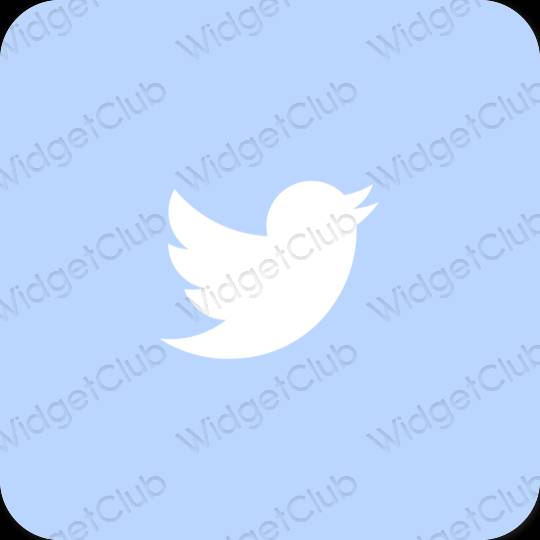 Αισθητικός παστέλ μπλε Twitter εικονίδια εφαρμογών