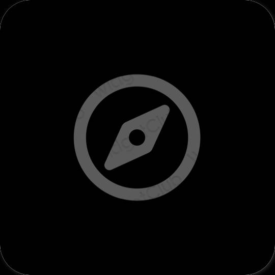 Æstetisk sort Safari app ikoner
