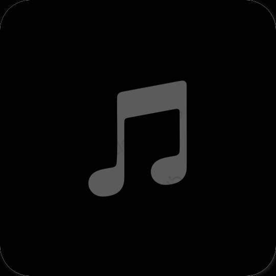 Естетичний чорний Apple Music значки програм