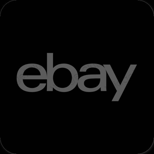Estetyka czarny eBay ikony aplikacji