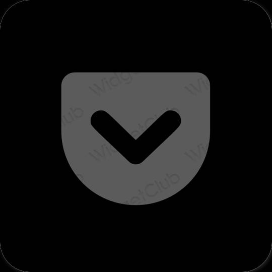 Estético negro Pocket iconos de aplicaciones