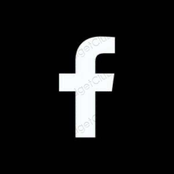 Estetyka czarny Facebook ikony aplikacji
