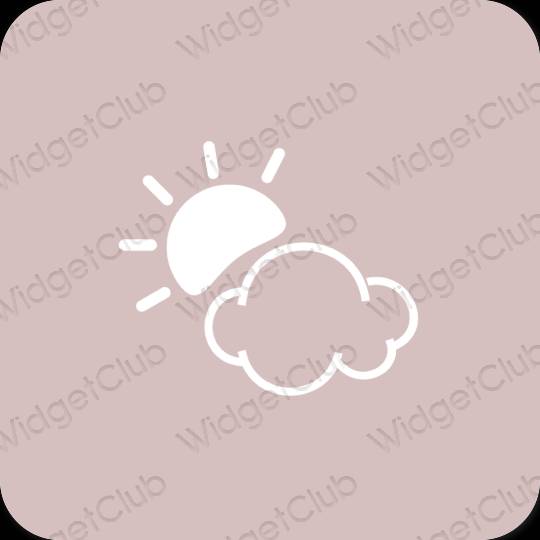 Estetis merah muda pastel Weather ikon aplikasi