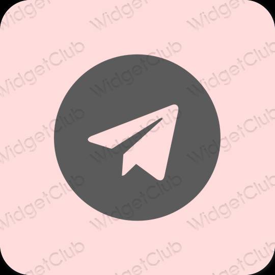 Estetinis pastelinė rožinė Telegram programėlių piktogramos