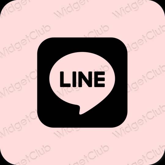 Esteetiline pastelne roosa LINE rakenduste ikoonid