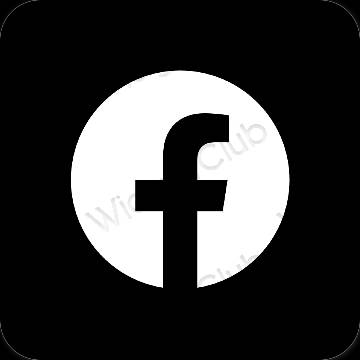 Estetický Černá Facebook ikony aplikací