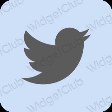 Естетичний пастельний синій Twitter значки програм