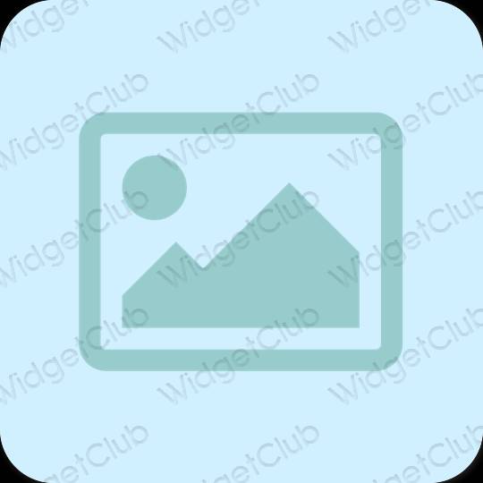 Естетичен пастелно синьо Photos икони на приложения