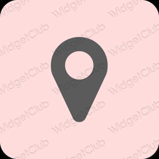 Естетичен розово Map икони на приложения