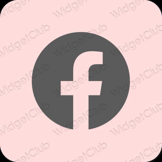 جمالي الوردي الباستيل Facebook أيقونات التطبيق