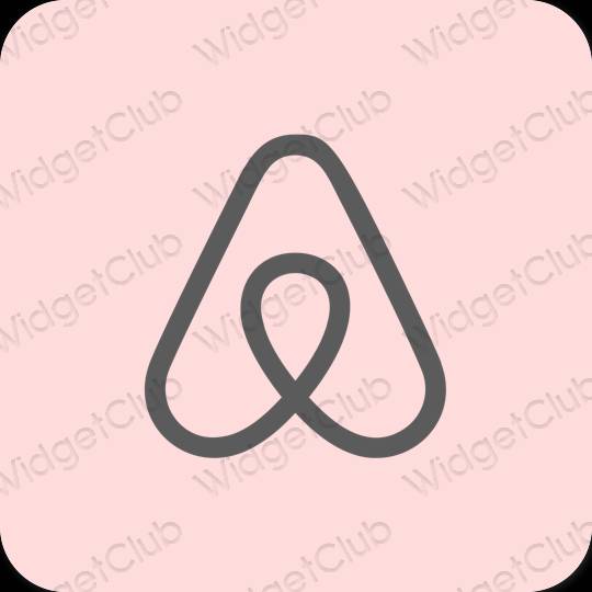 Estetik merah jambu pastel Airbnb ikon aplikasi