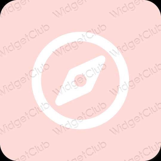 Esteetiline pastelne roosa Safari rakenduste ikoonid