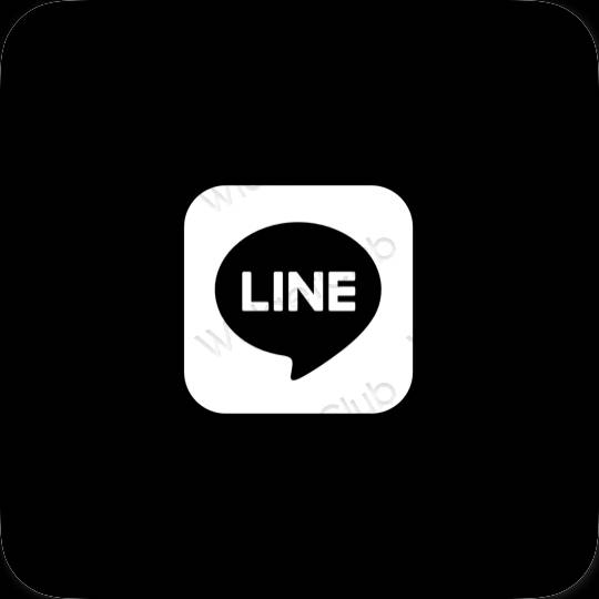 Естетски црн LINE иконе апликација