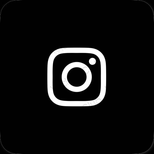 Estético negro Instagram iconos de aplicaciones