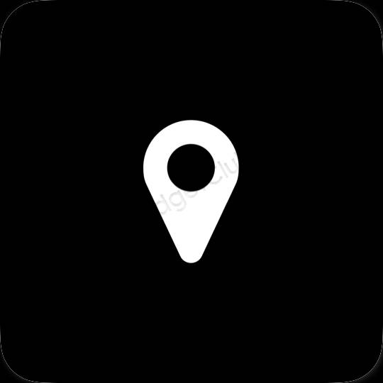 Aesthetic black Google Map app icons