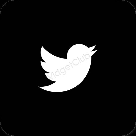 Estetico Nero Twitter icone dell'app