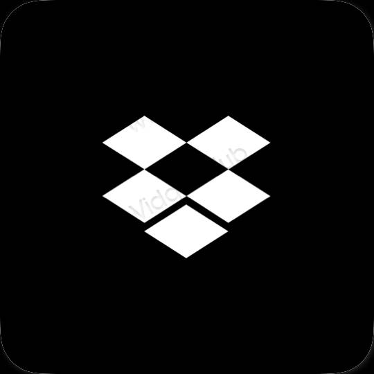 Esthétique noir Dropbox icônes d'application