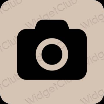 Естетичен бежово Camera икони на приложения