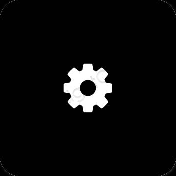 Estetyka czarny Settings ikony aplikacji