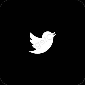 Estetické čierna Twitter ikony aplikácií
