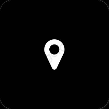Estetsko Črna Google Map ikone aplikacij