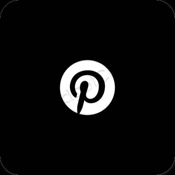 Estetické čierna Pinterest ikony aplikácií