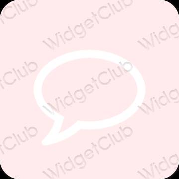 Αισθητικός παστέλ ροζ Messages εικονίδια εφαρμογών