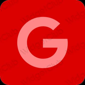 Estetik kırmızı Google uygulama simgeleri
