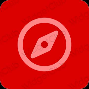 미적인 빨간색 Safari 앱 아이콘