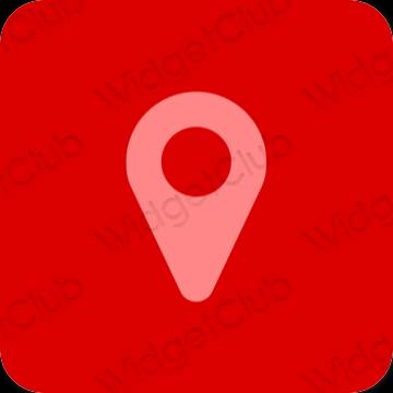 Estetik merah Map ikon aplikasi