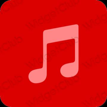 Estetsko rdeča Apple Music ikone aplikacij