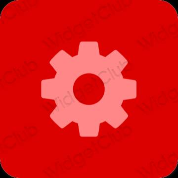 Estetik merah Settings ikon aplikasi