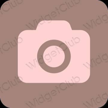Estetický hnědý Camera ikony aplikací