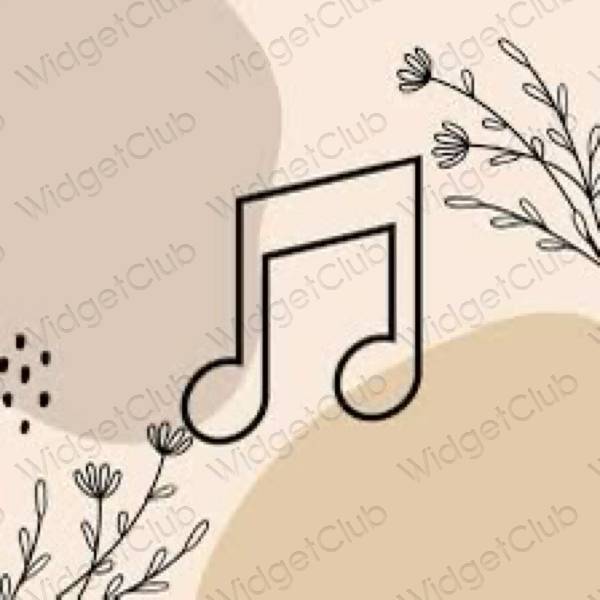 زیبایی شناسی رنگ بژ Music آیکون های برنامه