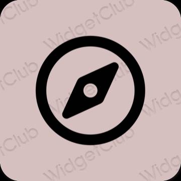 Estético rosa pastel Safari ícones de aplicativos